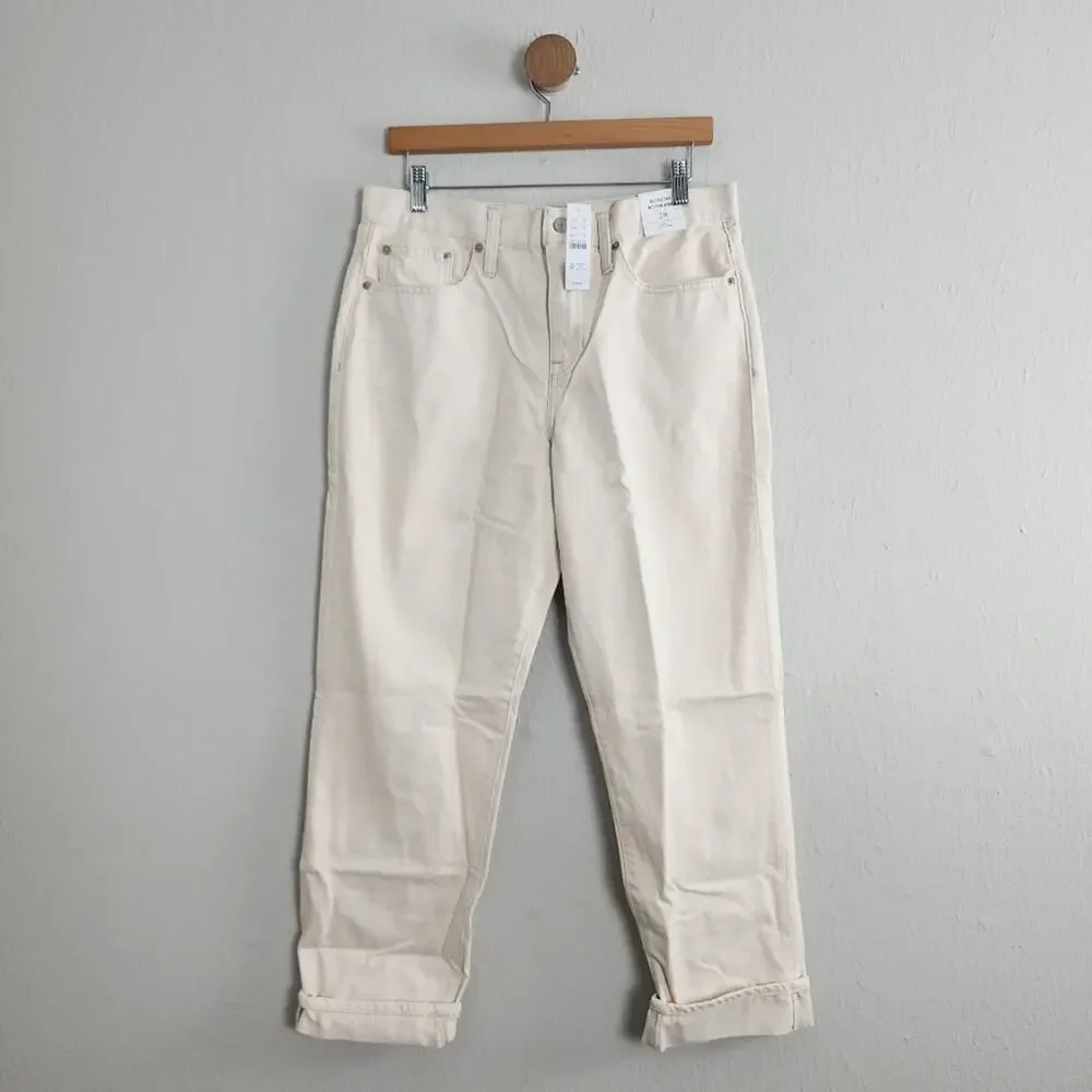 J. Crew Slouchy Boyfriend High Waisted Jean Ecru White Rigid Denim NWT 28